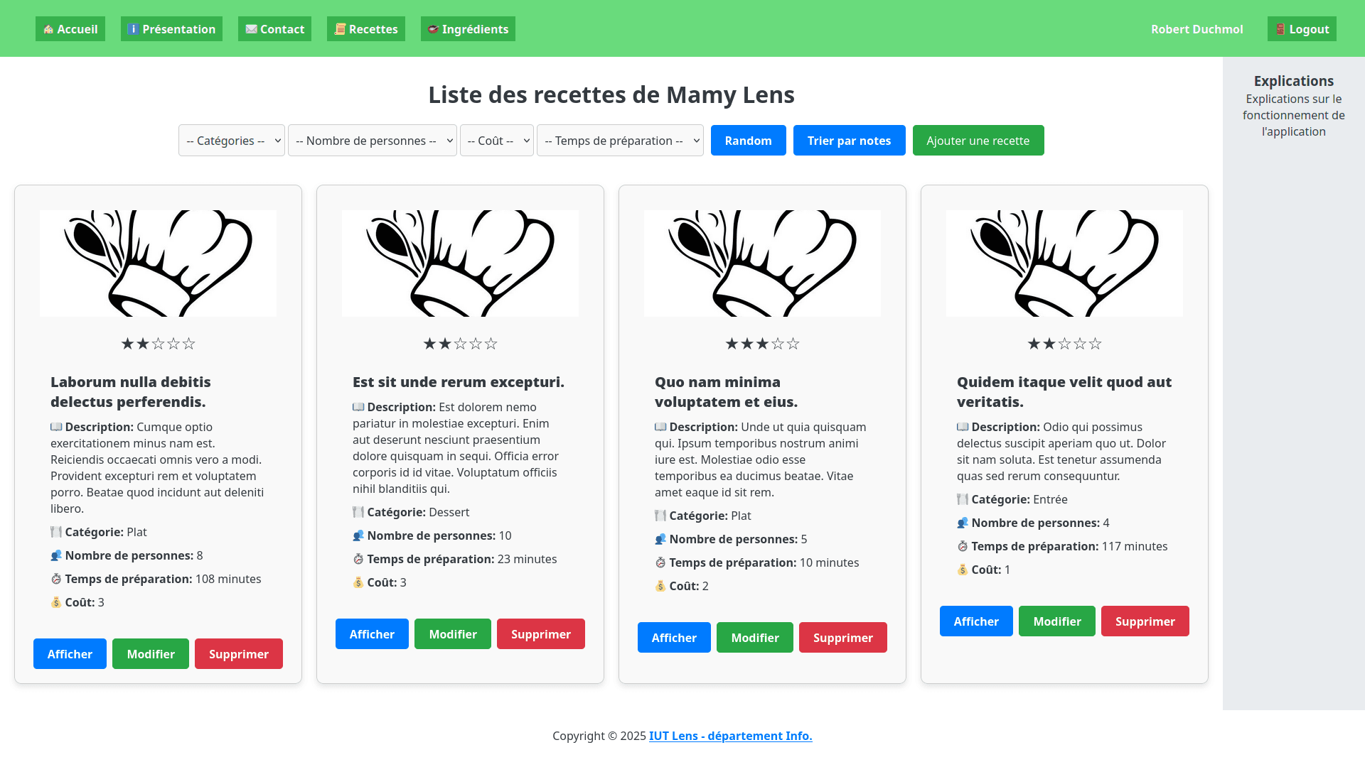 Les Recettes de Mamy Lens
